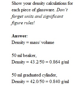 Density of Coke worksheet